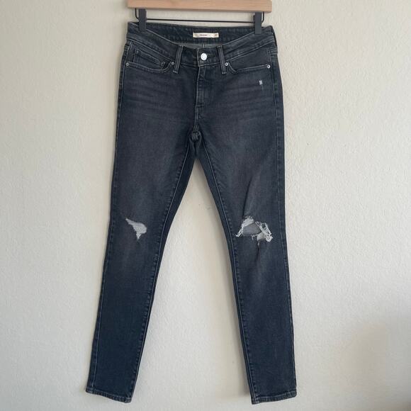 Levi’s 711 Skinny Womens Washed Black Distressed Jeans - Size 27 - Picture 1 of 5